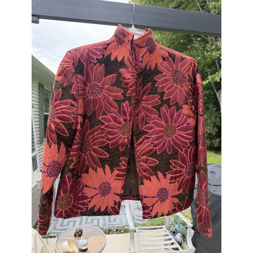 Painted Pony Womens M Floral Tapestry Jacket Art to Wear Made USA Boho. 5290